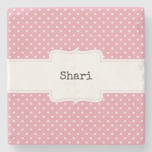 Pink und White Polka Dots Personalisiert Steinuntersetzer