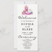 Pink und White Pumpkins Fall White Wedding Program (Vorderseite)