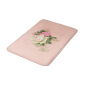 Pink und White Rose Blumenstrauß Badematte (Schrägansicht)