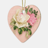 Pink und White Rose Blumenstrauß Keramik Ornament (Links)