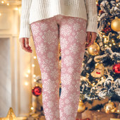 Pink und White Snowflake Muster Weihnachten Leggings