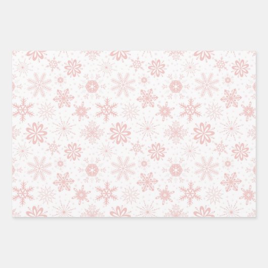 Pink und White Snowflake Wrapping Paper Geschenkpapier Set (Vorderseite 3)