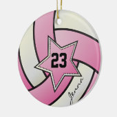 Pink und White Star Volleyball Keramik Ornament (Links)