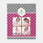 Pink und White Stars Muster Fotomaterial Collage Fleecedecke (Vorderseite)