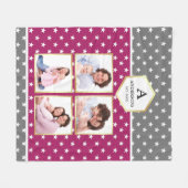 Pink und White Stars Muster Fotomaterial Collage Fleecedecke (Vorderseite (Horizontal))
