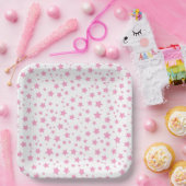 Pink und White Stars Whimsical Celestical Party Pappteller (Party)
