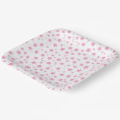 Pink und White Stars Whimsical Celestical Party Pappteller (Gewinkelt)