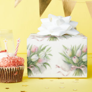 Pink und White Tulip Bouquet Geschenkpapier
