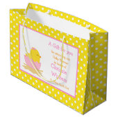 Pink und Yellow Girl Chick Danke Große Geschenktüte (Rückseite Schrägansicht)