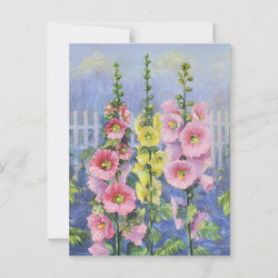 Pink und Yellow Hollyhock von Cargill, 1937 Postkarte