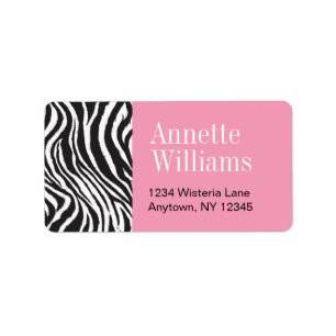 Pink und Zebra Print Address Labels Adressaufkleber
