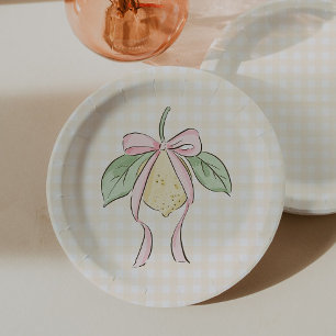 Pink- und Zitronengelb-Limonen-Bogen-Baby-Party Pappteller