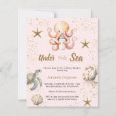 Pink under the sea animals Baby Shower invitation (Vorderseite)