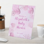 Pink Under The Sea Baby Shower Welcome Sockelschild (In SItu)