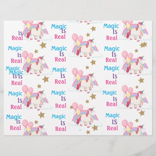 Pink Unicorn Birthday Party Scrapbook Paper Flyer (Vorne)