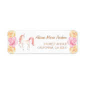 Pink Unicorn Bloral Baby Dusche Rücksendeadresse (Vorne)