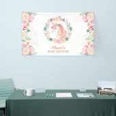 Pink Unicorn Blumengrün Babydusche Hintergrund Banner (Messeveranstaltung)
