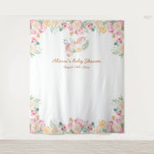 Pink Unicorn Blumengrün Babydusche Hintergrund Wandteppich (Vorderseite)