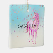 Pink Unicorn Confetti Personalisierter Name Keramikornament (Rechts)