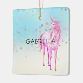 Pink Unicorn Confetti Personalisierter Name Keramikornament (Links)