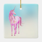 Pink Unicorn Confetti Personalisierter Name Keramikornament (Rückseite)