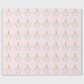 Pink Unicorn Face Geschenkpapier (Flach)