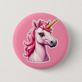 Pink Unicorn Fantasy Button (Vorderseite)