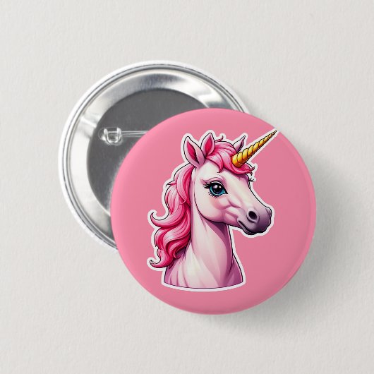 Pink Unicorn Fantasy Button (Vorne & Hinten)