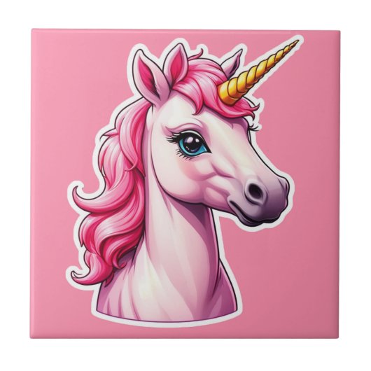 Pink Unicorn Fantasy Fliese (Vorderseite)