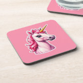 Pink Unicorn Fantasy Getränkeuntersetzer (Linke Seite)