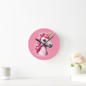 Pink Unicorn Fantasy Runde Wanduhr (Zuhause)