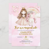 Pink Unicorn Five Is A Magical Vibe Birthday Einladung (Vorne/Hinten)