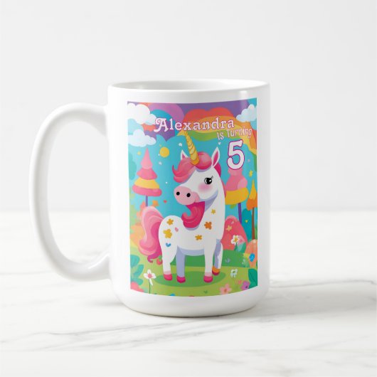 Pink Unicorn Girl's Birthday Kaffeetasse (Links)