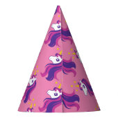 Pink unicorn Girl's Birthday Party Papier Kegel Hü Partyhütchen (Rückseite)