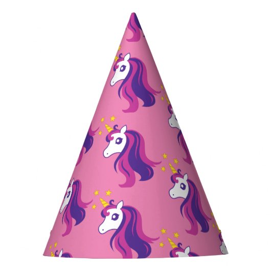 Pink unicorn Girl's Birthday Party Papier Kegel Hü Partyhütchen (Vorderseite)