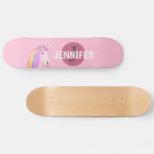 Pink Unicorn Girly Fantasy Monogram Personalisiert Skateboard (Horizontal)