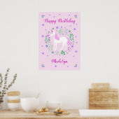 Pink Unicorn Happy Birthday Poster (Küche)