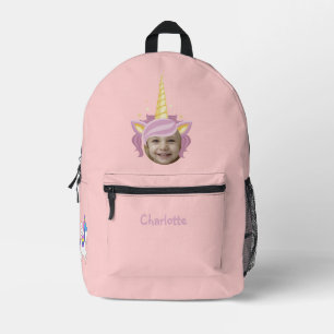 Pink Unicorn Hat Foto benannt zurück zur Schule Bedruckter Rucksack
