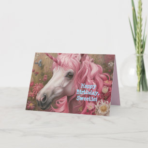 PINK UNICORN LITTLE MÄDCHEN BIRTHDAY CARD DANKESKARTE