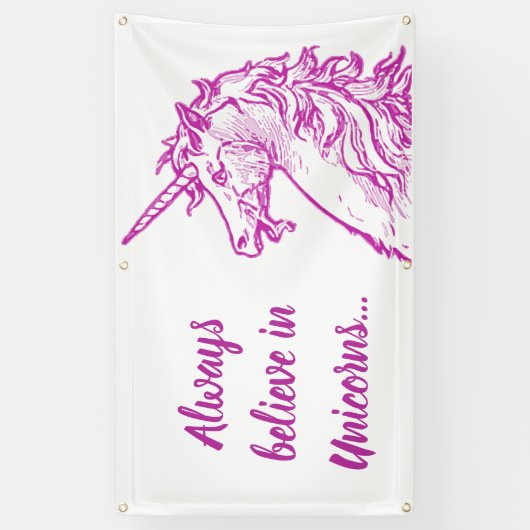 Pink Unicorn Magische Glaubenssatz oder Ihr Text Banner (Vertikal)