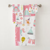 Pink Unicorn Party Pattern Girl Kinder Bad Badhandtuch Set (Insitu)