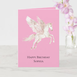 Pink Unicorn Pegasus Geburtstag Karte