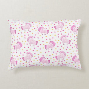 Pink Unicorn Polka Dots Magisches Hübsches Märchen Dekokissen