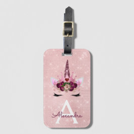 Pink Unicorn Sparkle Princess Monogram Name Gepäckanhänger