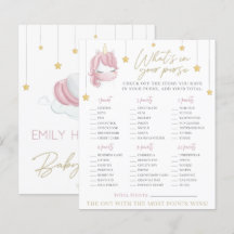 Pink Unicorn Stars Baby Dusche Purpurspiel