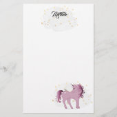 Pink Unicorn und Stars Stationery Briefpapier (Vorderseite)