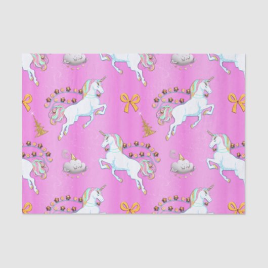 Pink Unicorn Weihnachten Seidenpapier (Vorderseite)