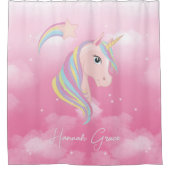 Pink Unicorn with Calligraphy Name Duschvorhang (Vorderseite)