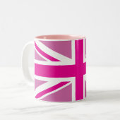 Pink Union Jack Britische Flagge Zwei-Tone-Tasse Zweifarbige Tasse (Vorderseite Links)