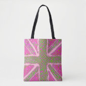 Pink Union Jack Liquid Art, Wild Animal Gemustert Tasche (Vorderseite)